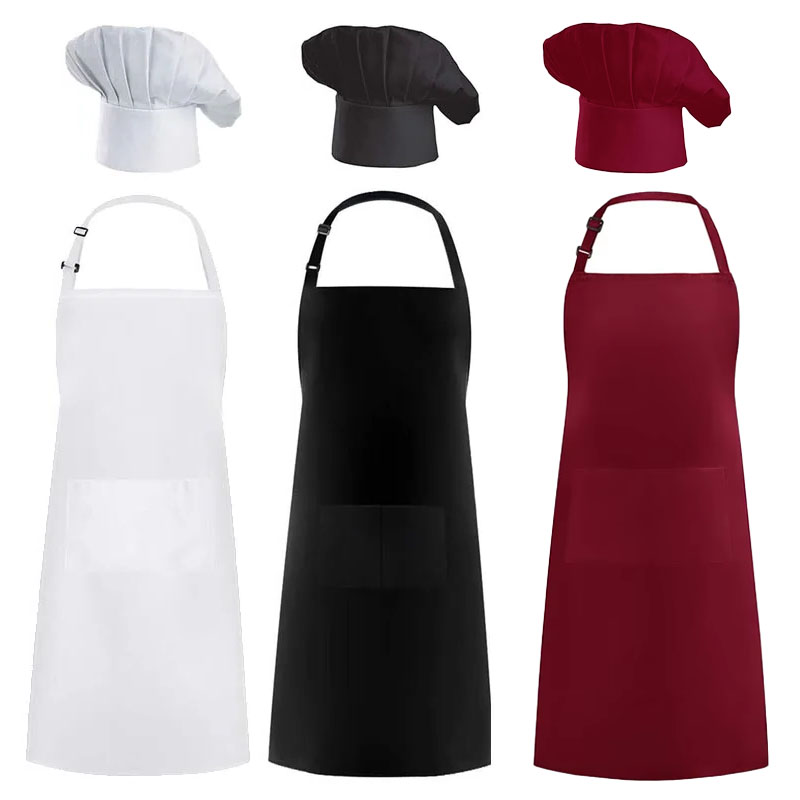 Women Kitchen Accessories - Apron Chef Hat Food Service Kitchen