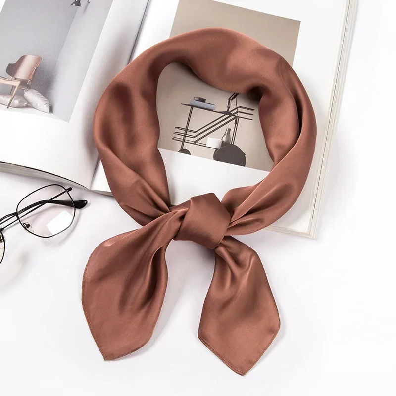 Satin Scarf Women 70cm Solid C - Silk Scarf Square recension och pris