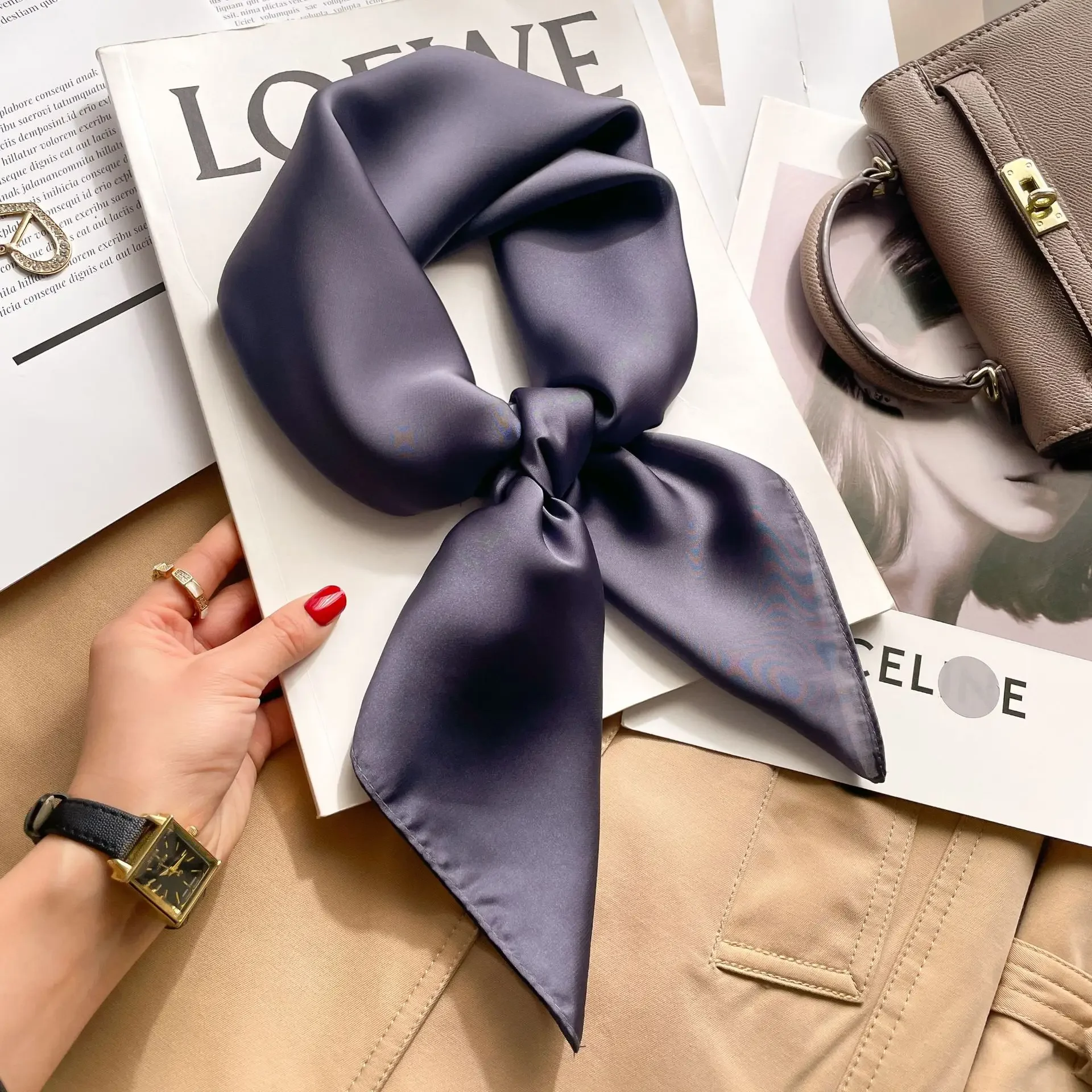 70cm Solid Colors Neckerchief  - Silk Scarf Square recension och pris