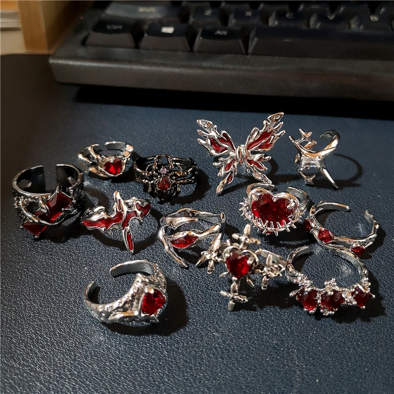 Goth Punk Retro Red Crystal Lo - Women'S Red Accessories recension och pris